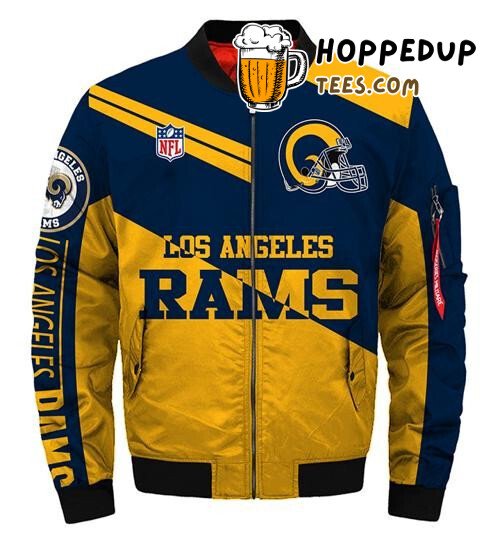 NFL Los Angeles Rams Dark Blue Yellow Bomber Jacket