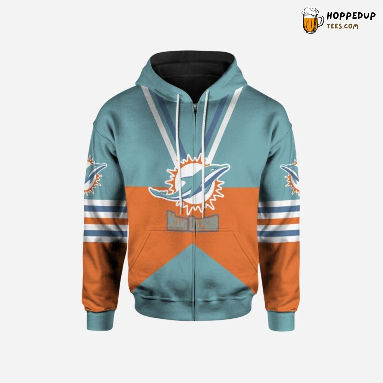 NFL Miami Dolphins Premium Skull Orange Blue Bomber Jacket Design