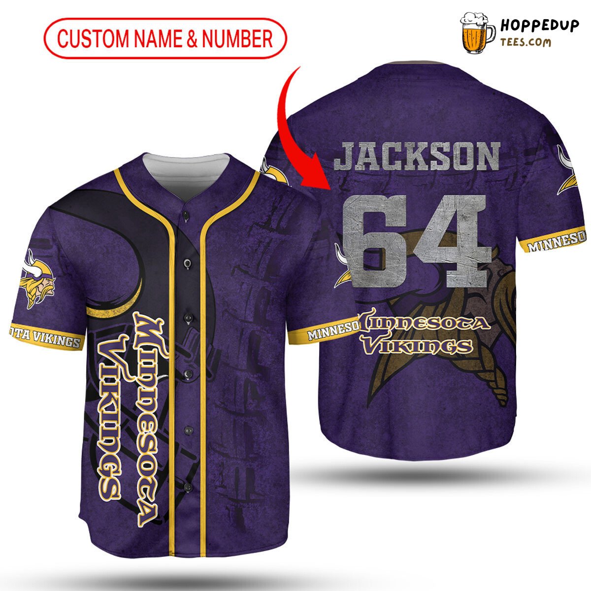 NFL Minnesota Vikings Custom Name Number Limited Baseball Jersey Unisex Shirt