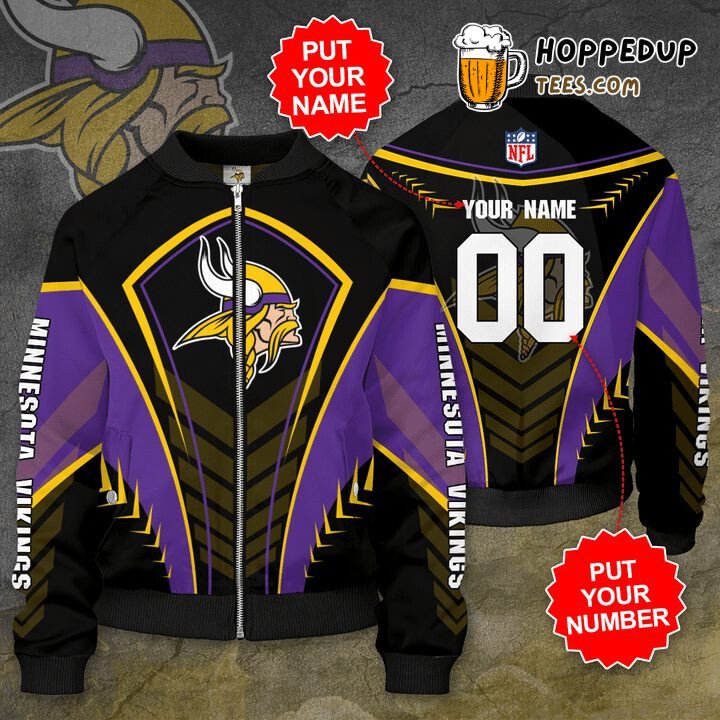NFL Minnesota Vikings Custom Name Number Special Bomber Jacket
