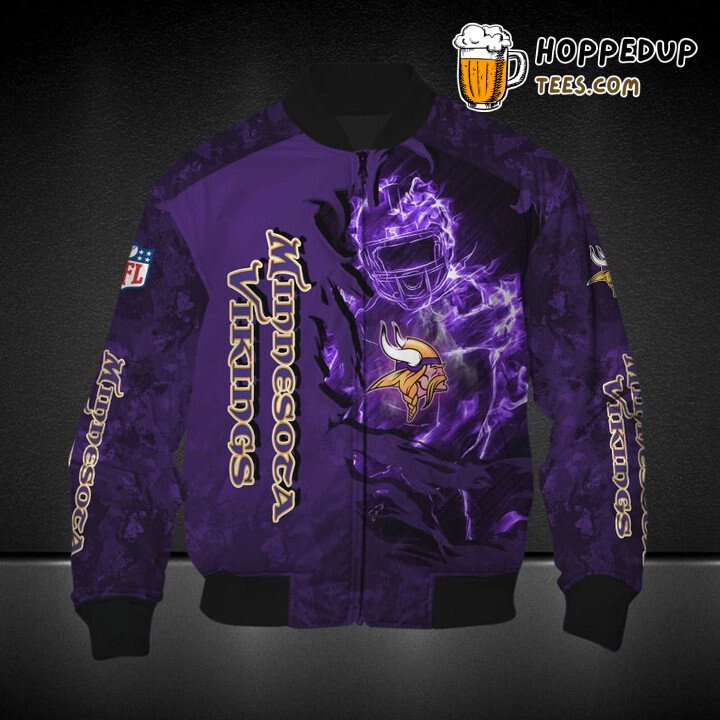 NFL Minnesota Vikings Purple Scoccer Scratch Bomber Jacket