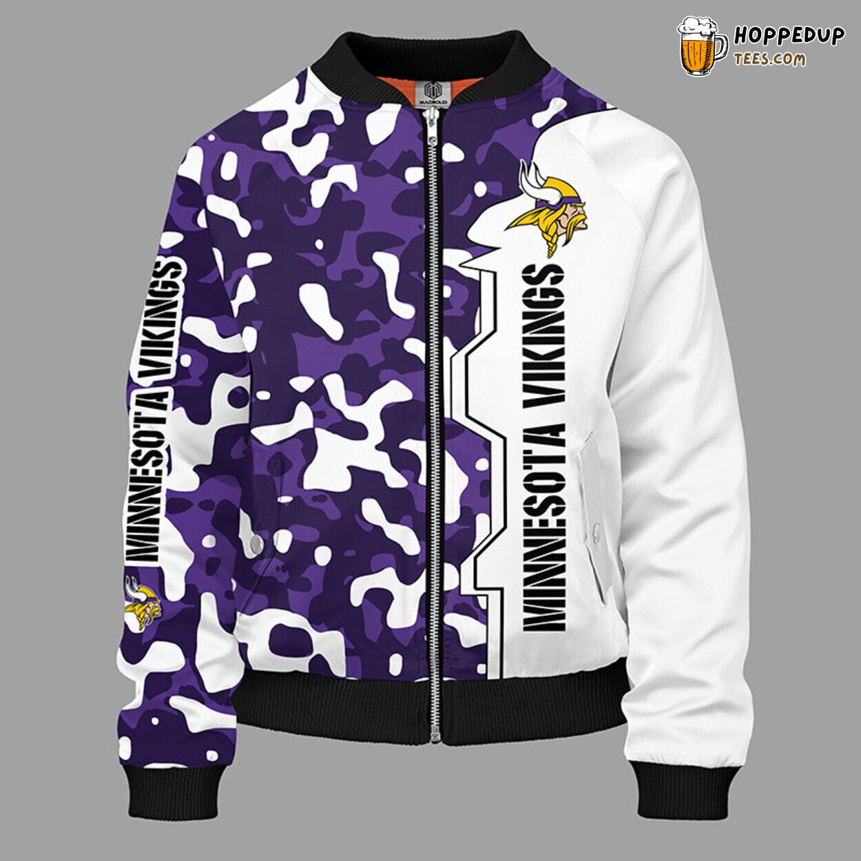 NFL Minnesota Vikings Unique Camouflage Violet Bomber Jacket NFL Minnesota Vikings Unique Camouflage Violet Bomber Jacket