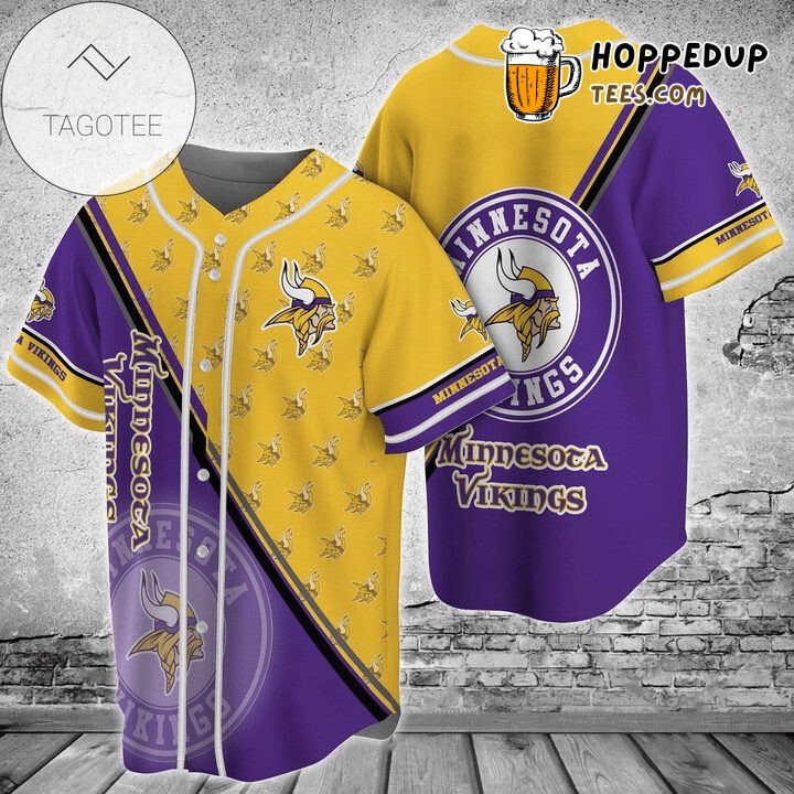 NFL Minnesota Vikings Yellow Purple Version Baseball Jersey Unisex Shirt