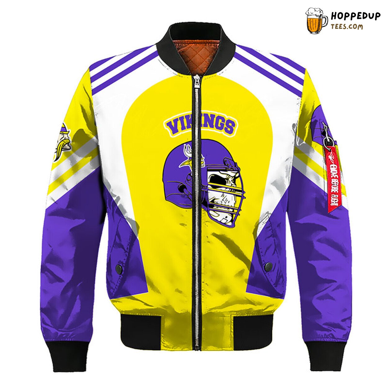 NFL Minnesota Vikings Yellow Violet Skull Premium Bomber Jacket