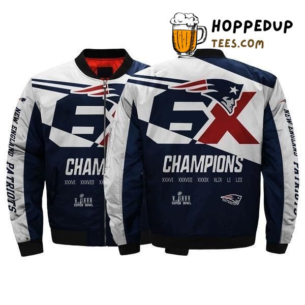 NFL New England Patriots 6x Super Bowl Championship Bomber Jacket