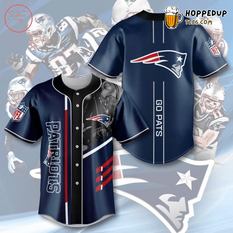 NFL New England Patriots Go Pats Dark Blue Baseball Jersey Unisex Shirt