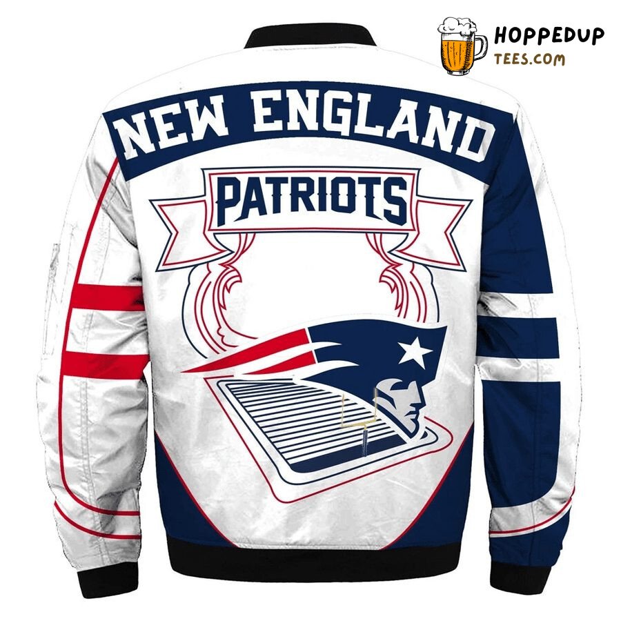 NFL New England Patriots Rugby White Pattern Bomber Jacket