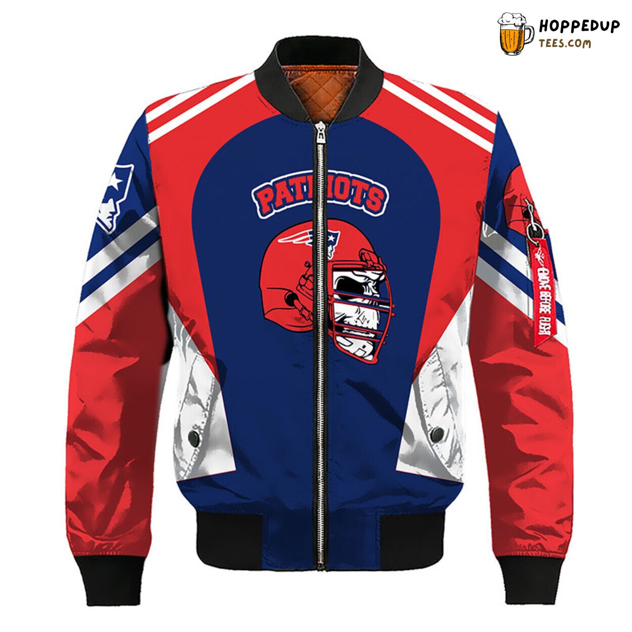 NFL New England Patriots Skull Blue Red Premium Bomber Jacket