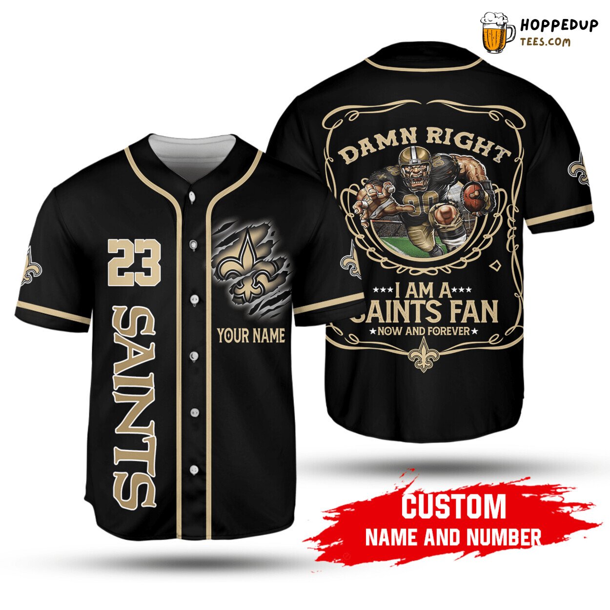 NFL New Orleans Saints Custom Name Number Damn Right Baseball Jersey Unisex Shirt