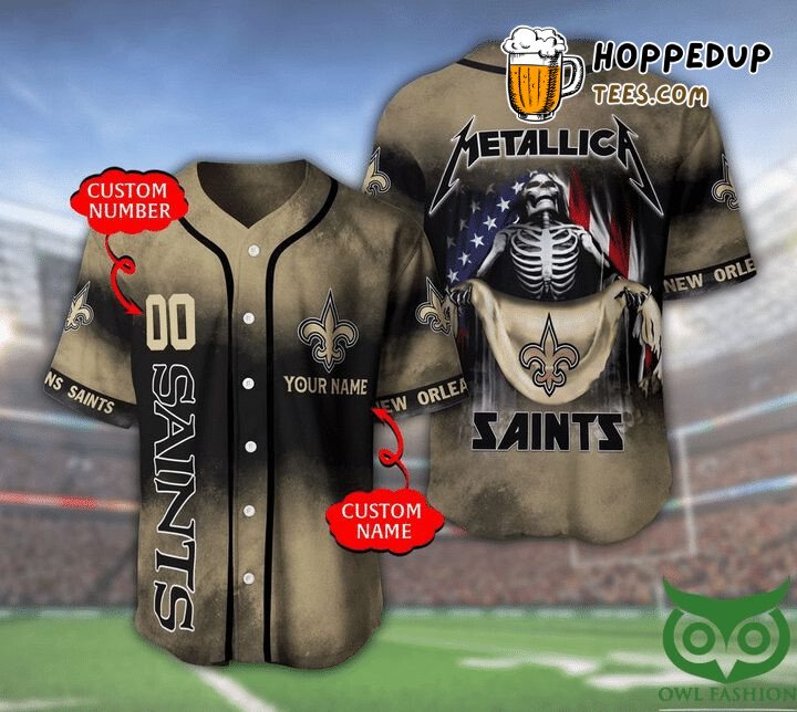NFL New Orleans Saints Custom Name Number Metallica Baseball Jersey Unisex Shirt
