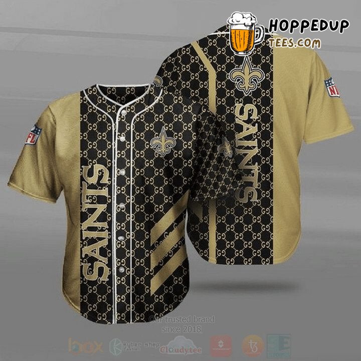 NFL New Orleans Saints Golden Black Stripes Baseball Jersey Unisex Shirt