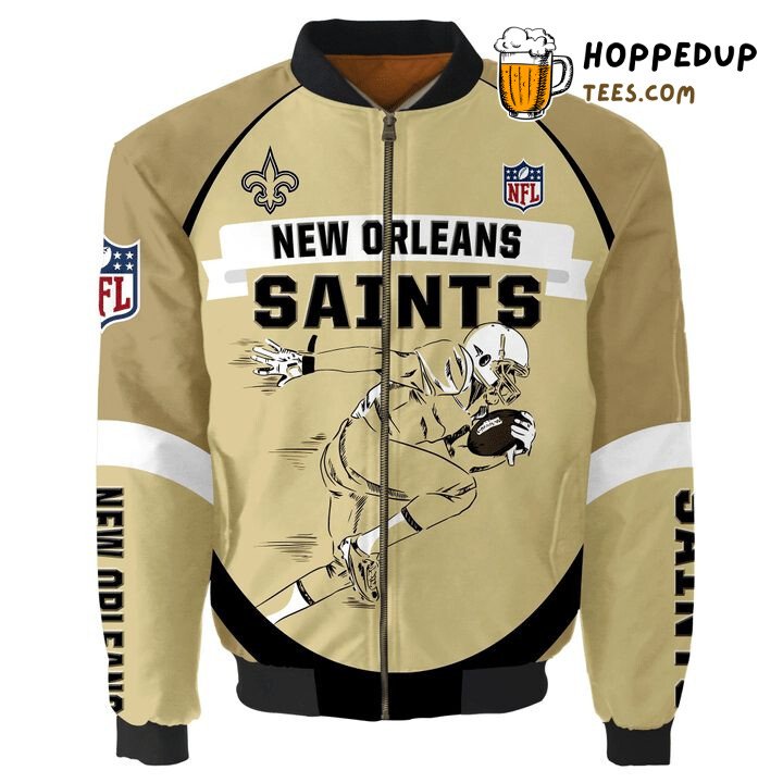 NFL New Orleans Saints Graphic Player Running Bomber Jacket