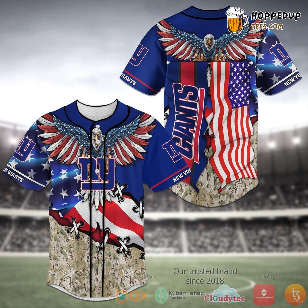 NFL New York Giants America Flag Eagle Baseball Jersey Unisex Shirt