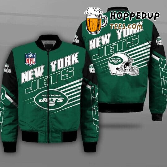 NFL New York Jets Authentic Design Green Black Bomber Jacket
