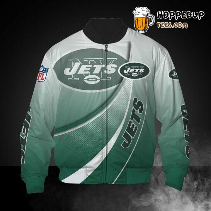 NFL New York Jets Bomber Jacket Green White Sports Fashion