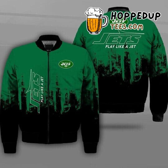 NFL New York Jets Bomber Jacket in Green Black Design
