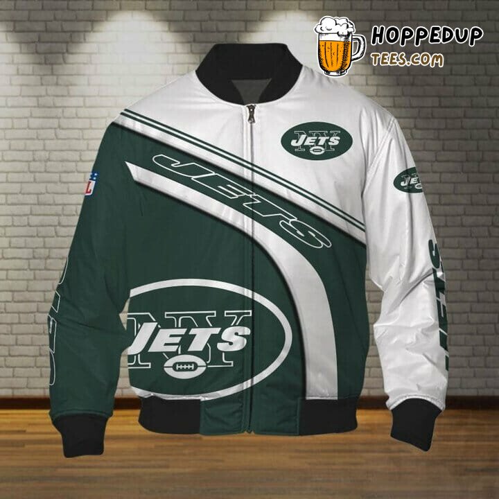 NFL New York Jets Bomber Jacket in White Green Trendy Look