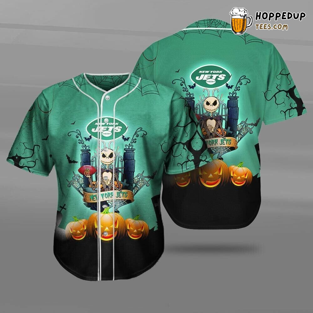 NFL New York Jets Jack Skellington Halloween Baseball Jersey Unisex Shirt