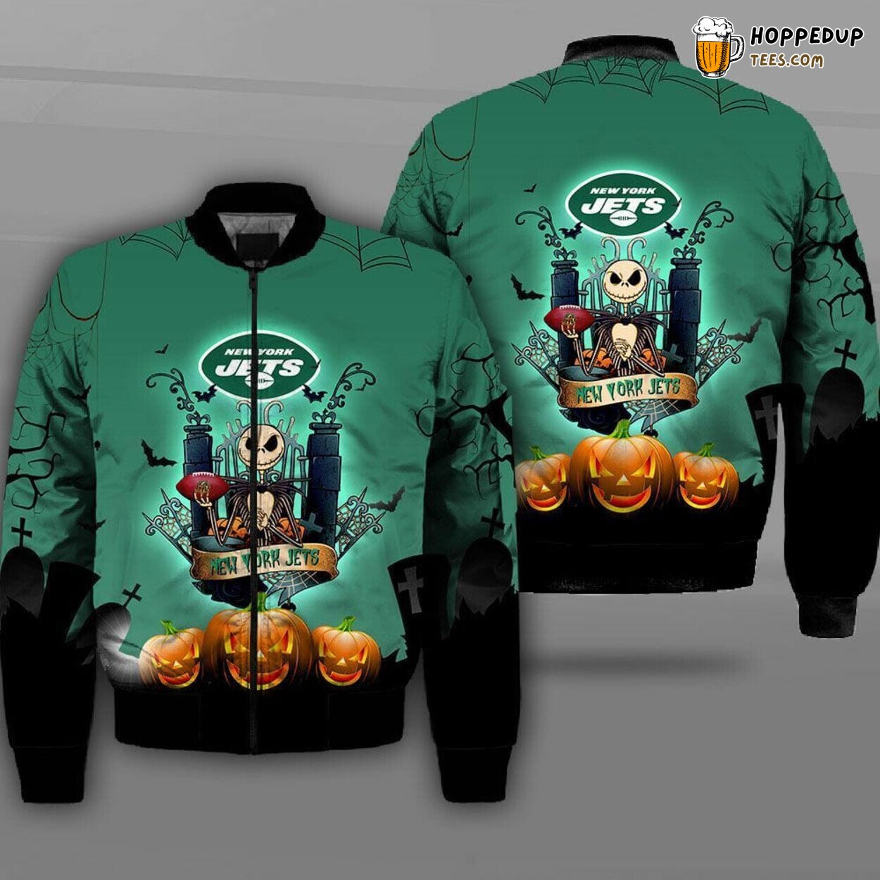NFL New York Jets Jack Skellington Halloween Bomber Jacket Unique