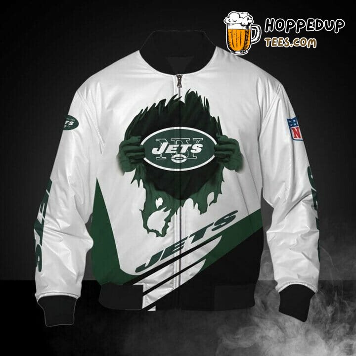 NFL New York Jets White Green Revamped Design Bomber Jacket