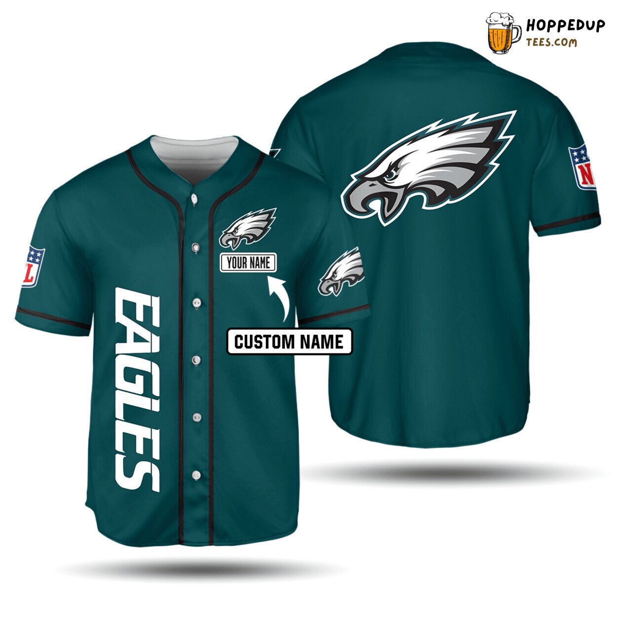 NFL Philadelphia Eagles Custom Name Green Baseball Jersey Unisex Shirt