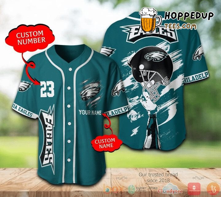 NFL Philadelphia Eagles Custom Name Helmet Baseball Jersey Unisex Shirt
