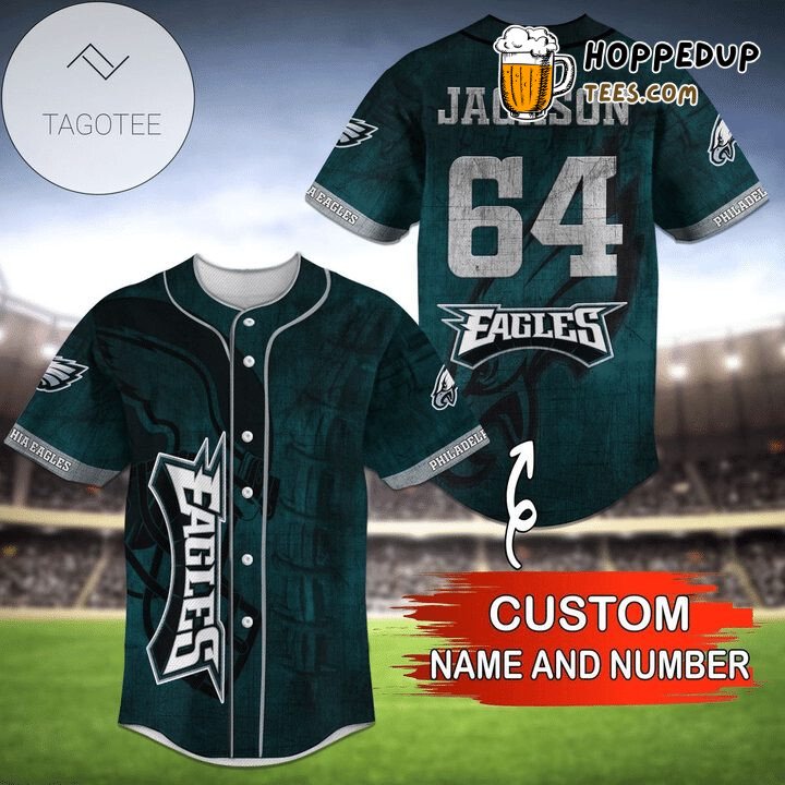 NFL Philadelphia Eagles Custom Name Number Green Baseball Jersey Unisex Shirt