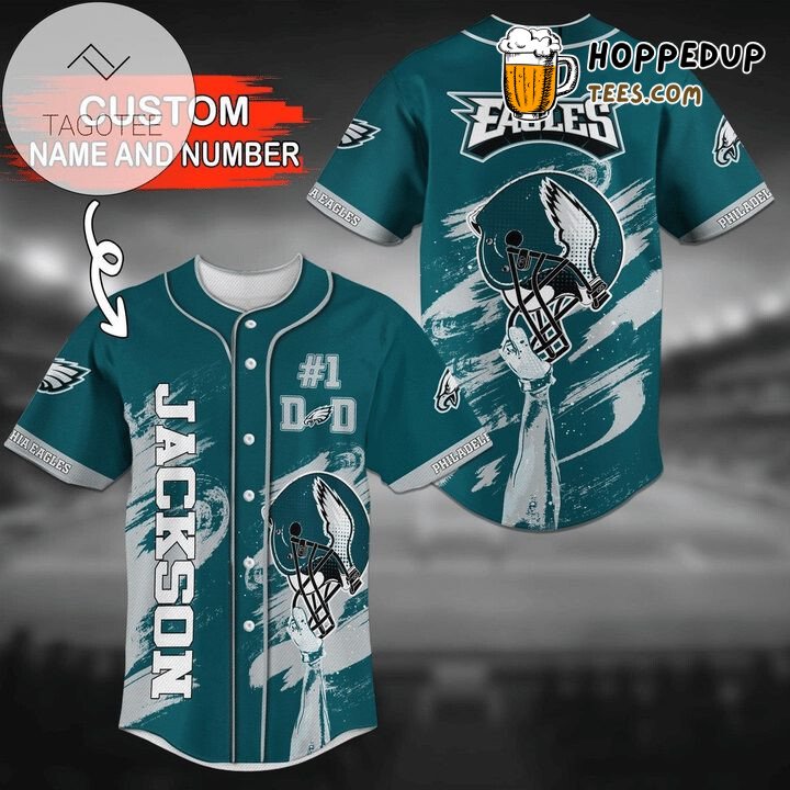 NFL Philadelphia Eagles Custom Name Number Helmet Baseball Jersey Unisex Shirt