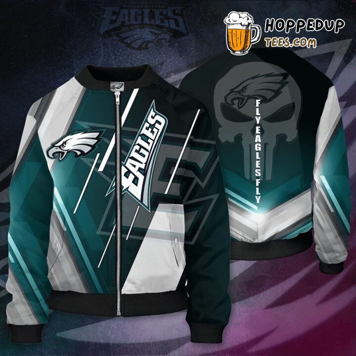 NFL Philadelphia Eagles Punisher Skull Bomber Jacket