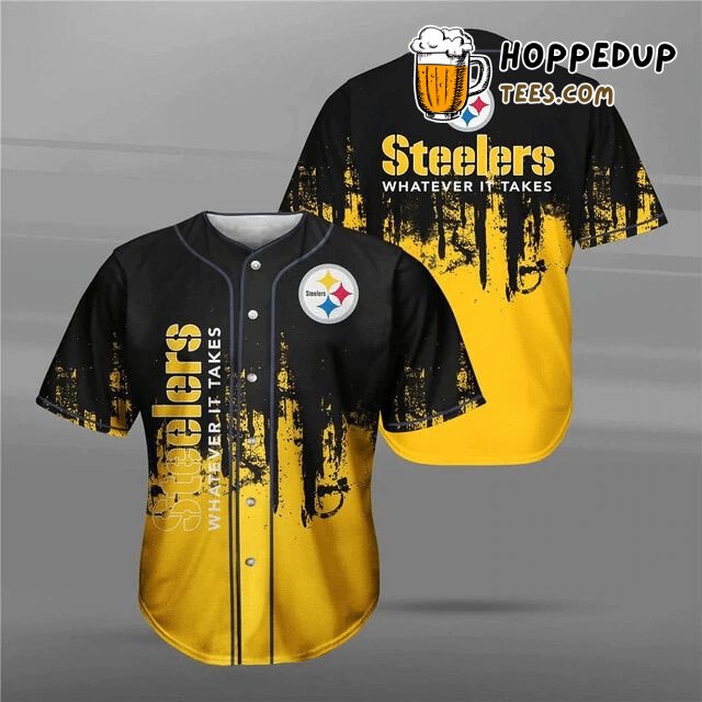 NFL Pittsburgh Steelers Black Golden Baseball Jersey Unisex Shirt