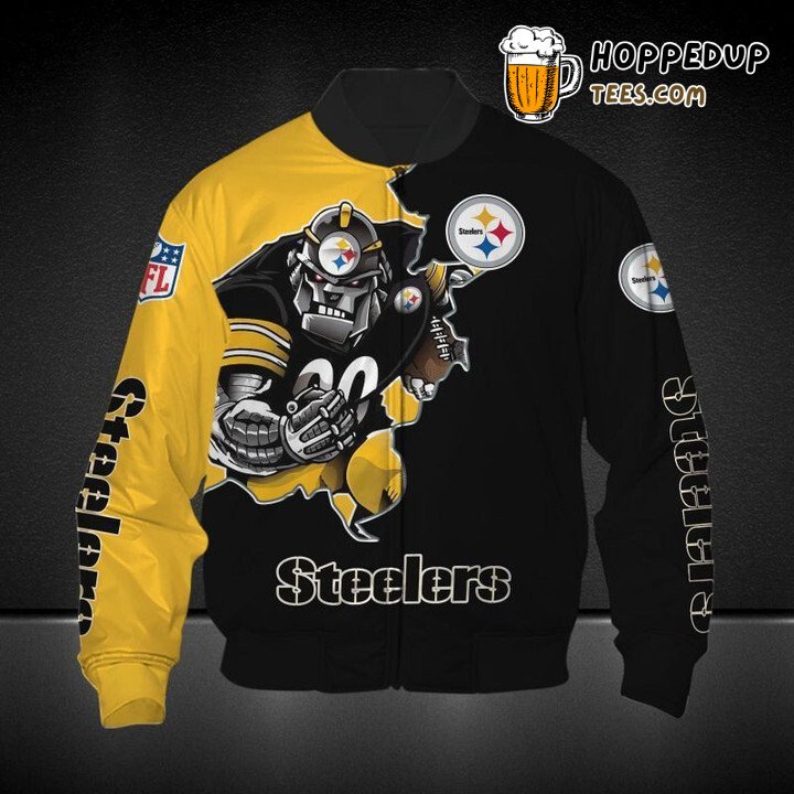 NFL Pittsburgh Steelers Black Golden Bomber Jacket