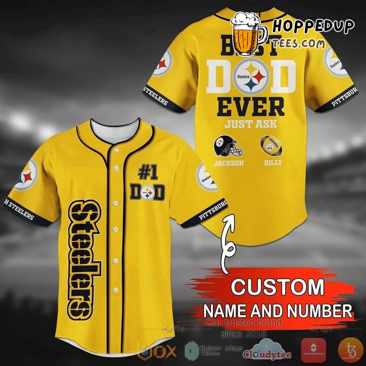 NFL Pittsburgh Steelers Custom Name Number Golden Baseball Jersey Unisex Shirt