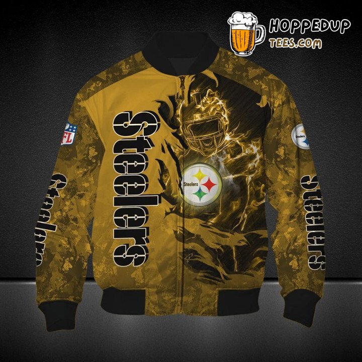 NFL Pittsburgh Steelers Dark Golden Camo Bomber Jacket