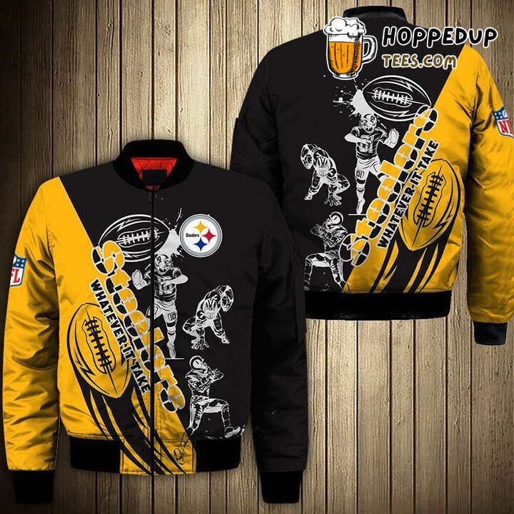 NFL Pittsburgh Steelers Golden Black Bomber Jacket