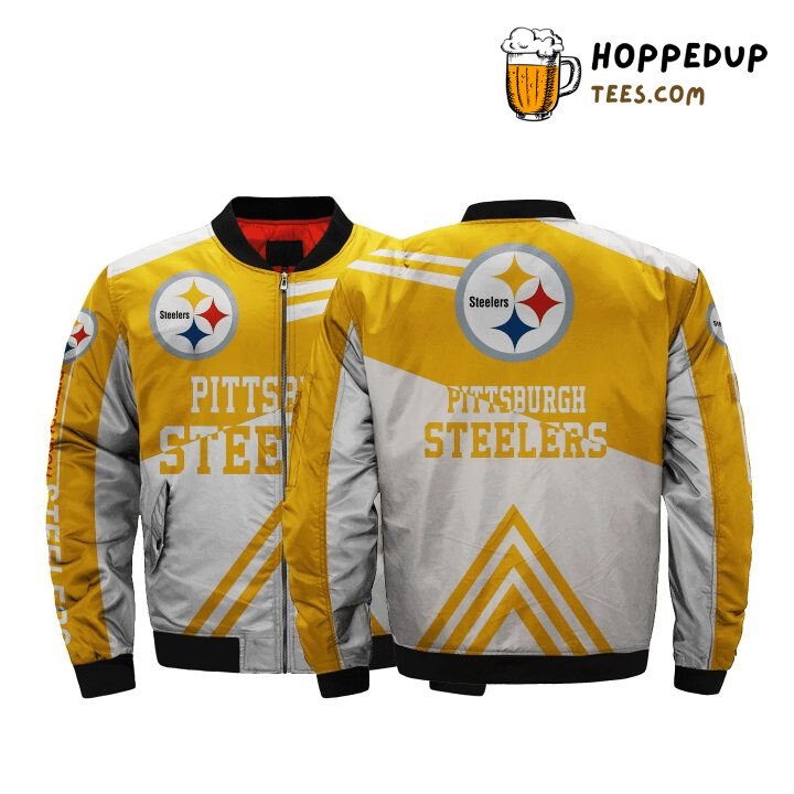 NFL Pittsburgh Steelers White Golden Bomber Jacket
