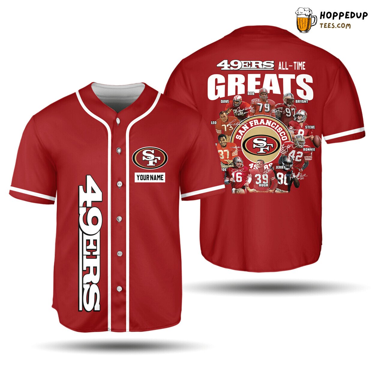 NFL San Francisco 49ers Custom Name All Time Greates Baseball Jersey Unisex Shirt