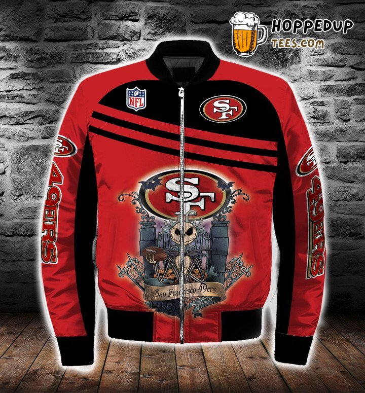 NFL San Francisco 49ers Monster Skeleton Red Bomber Jacket