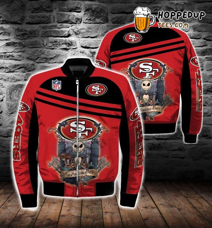 NFL San Francisco 49ers Monster Skeleton Red Bomber Jacket NFL San Francisco 49ers Monster Skeleton Red Bomber Jacket