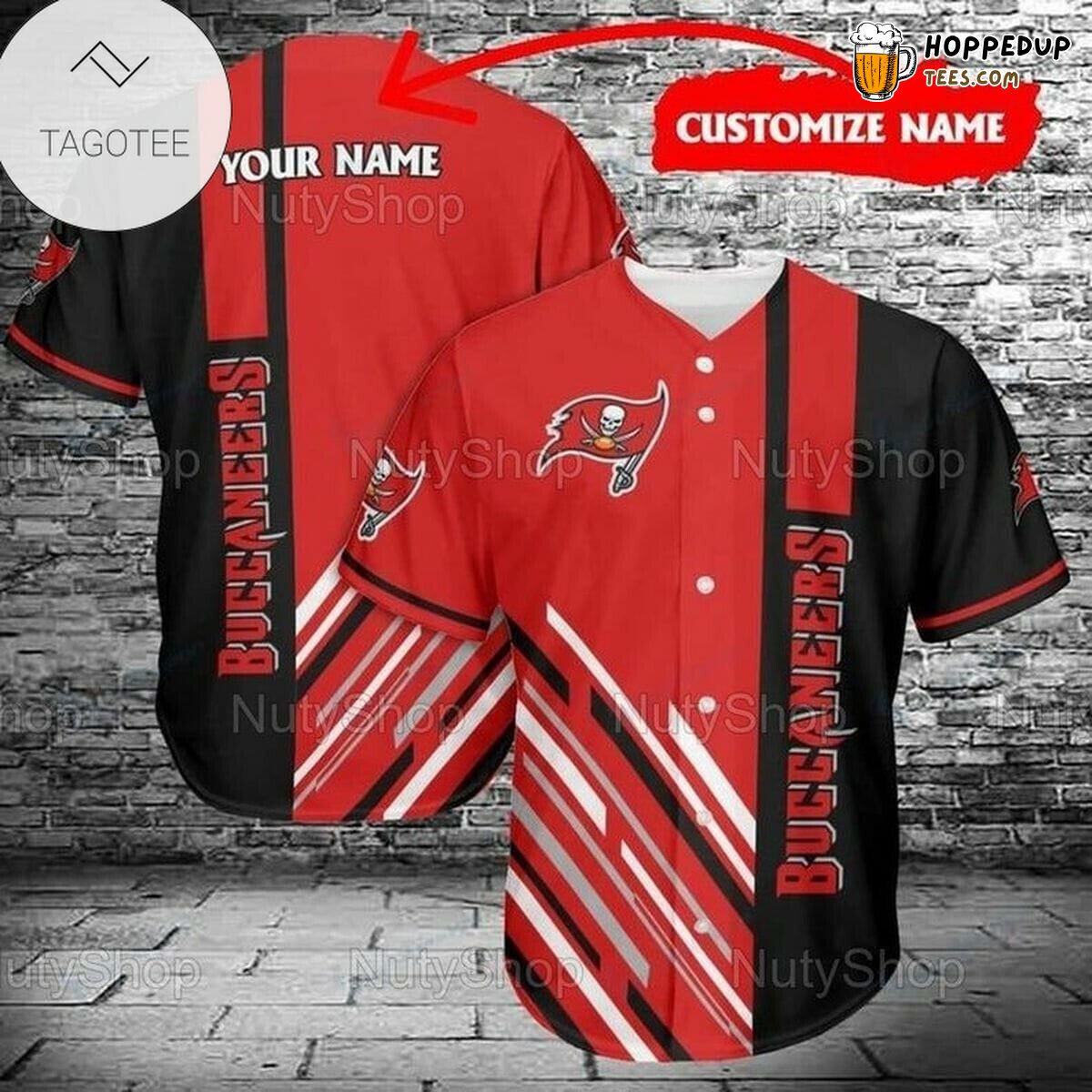 NFL Tampa Bay Buccaneers Custom Name Red Black Baseball Jersey Unisex Shirt