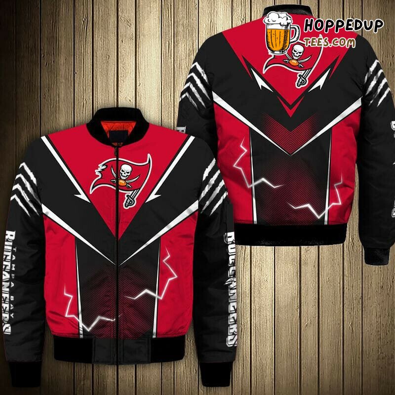 NFL Tampa Bay Buccaneers Lightning Black Red Bomber Jacket