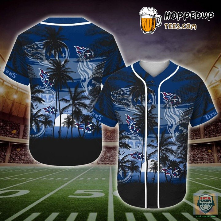 NFL Tennessee Titans Coconut Tree Navy Blue Baseball Jersey Unisex Shirt