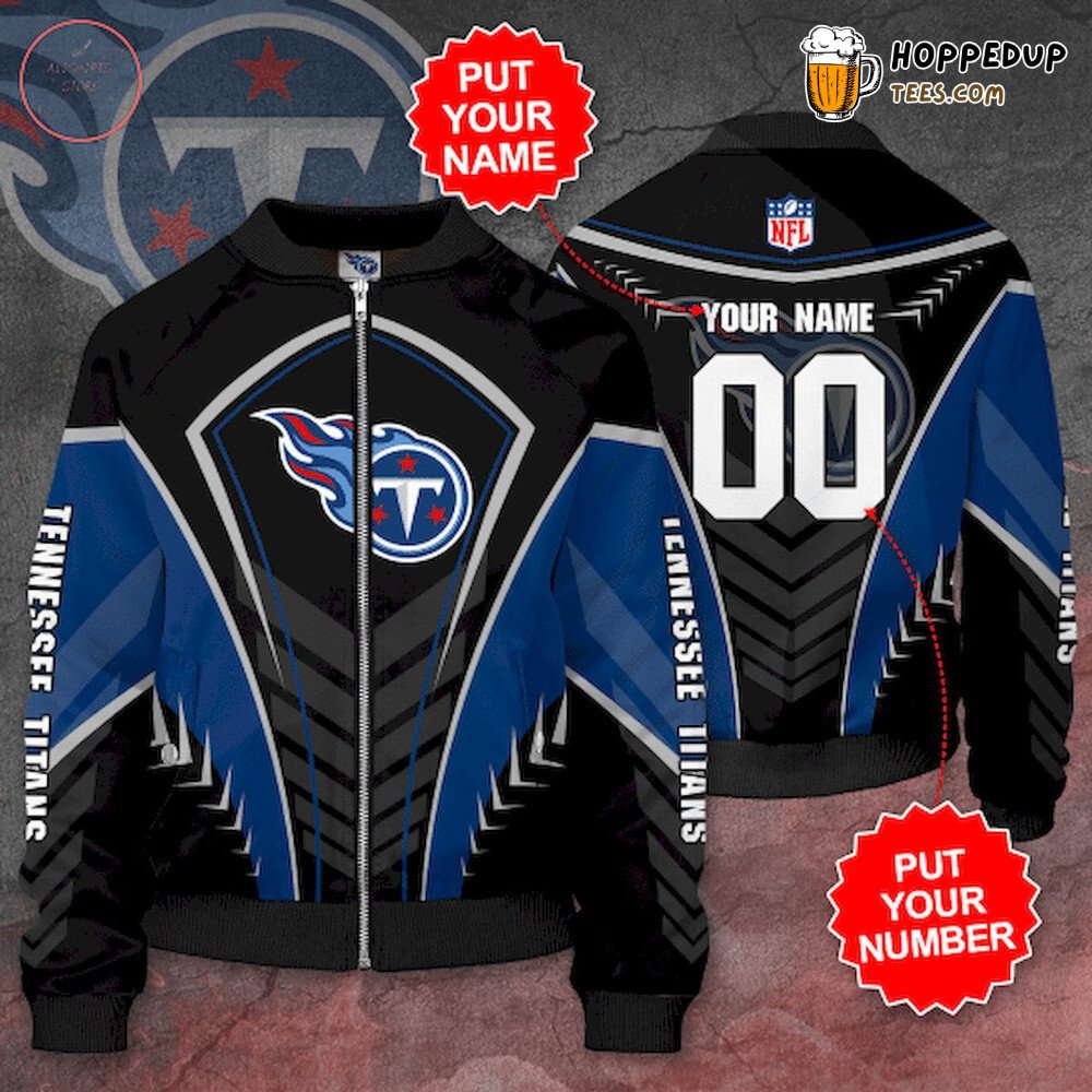 NFL Tennessee Titans Custom Name Number Navy Blue Bomber Jacket