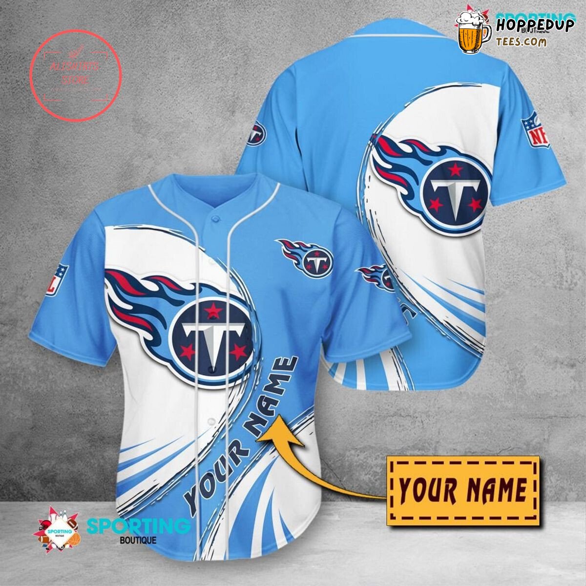 NFL Tennessee Titans Custom Name White Blue Baseball Jersey Unisex Shirt