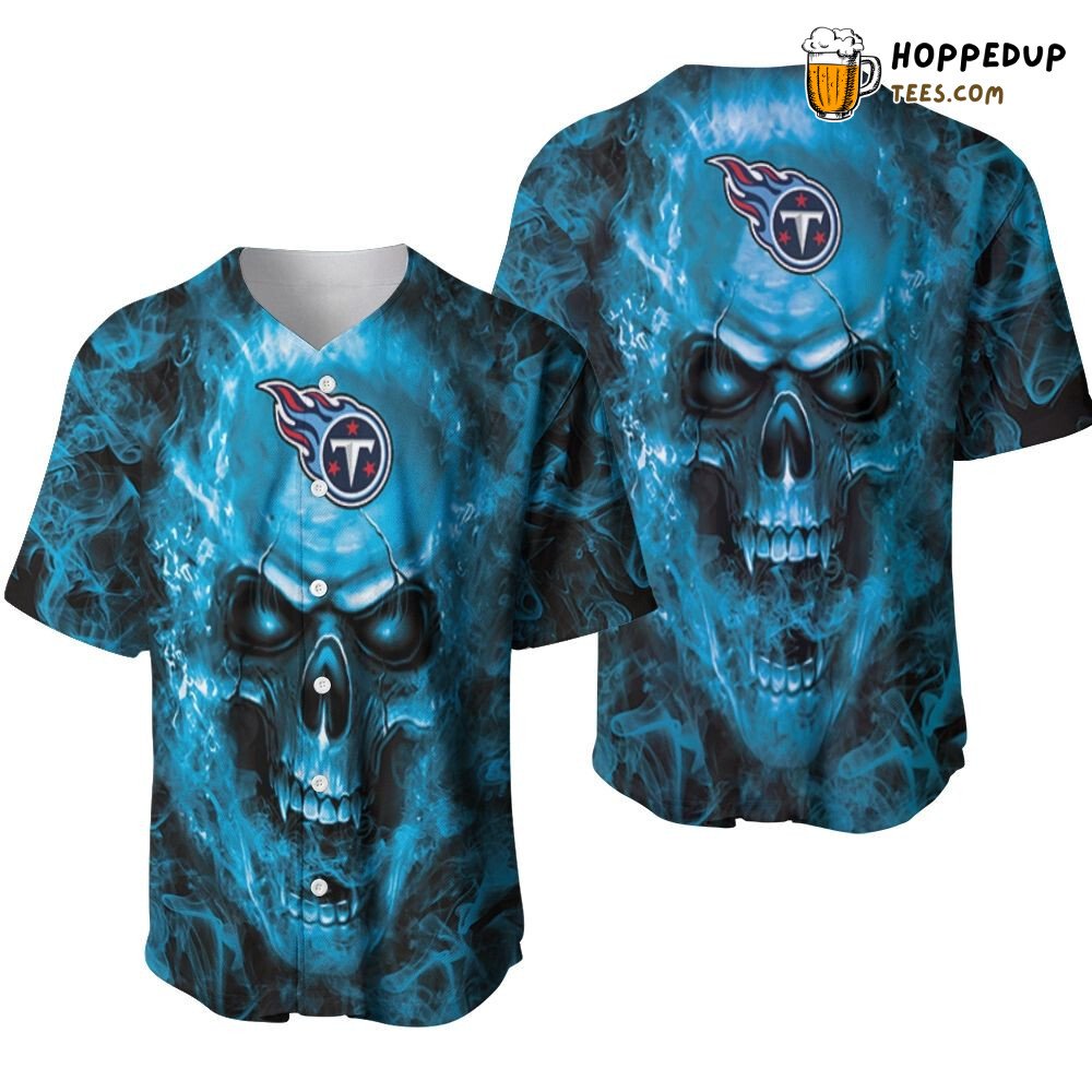 NFL Tennessee Titans Skull Blue Baseball Jersey Unisex Shirt