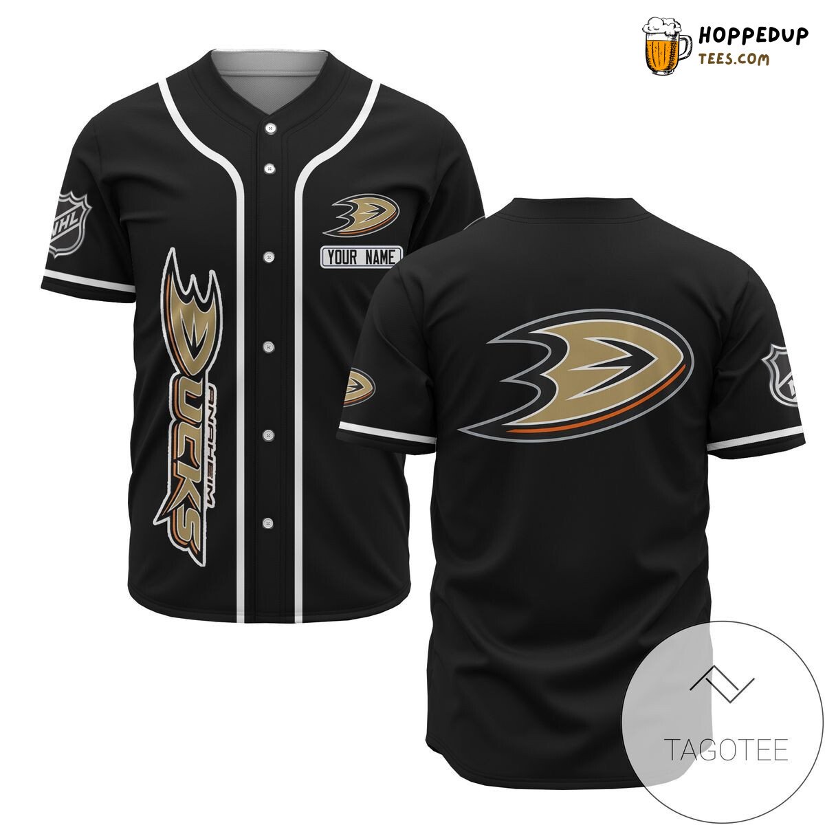 NHL Anaheim Ducks Custom Name Black Baseball Jersey Unisex Shirt