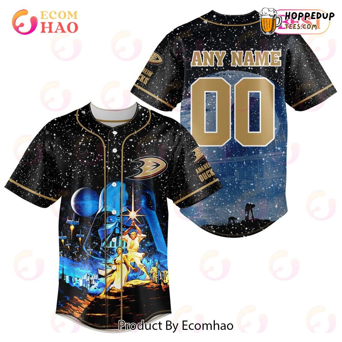 NHL Anaheim Ducks Custom Name Number Starwar Jerseys Baseball Jersey Unisex Shirt