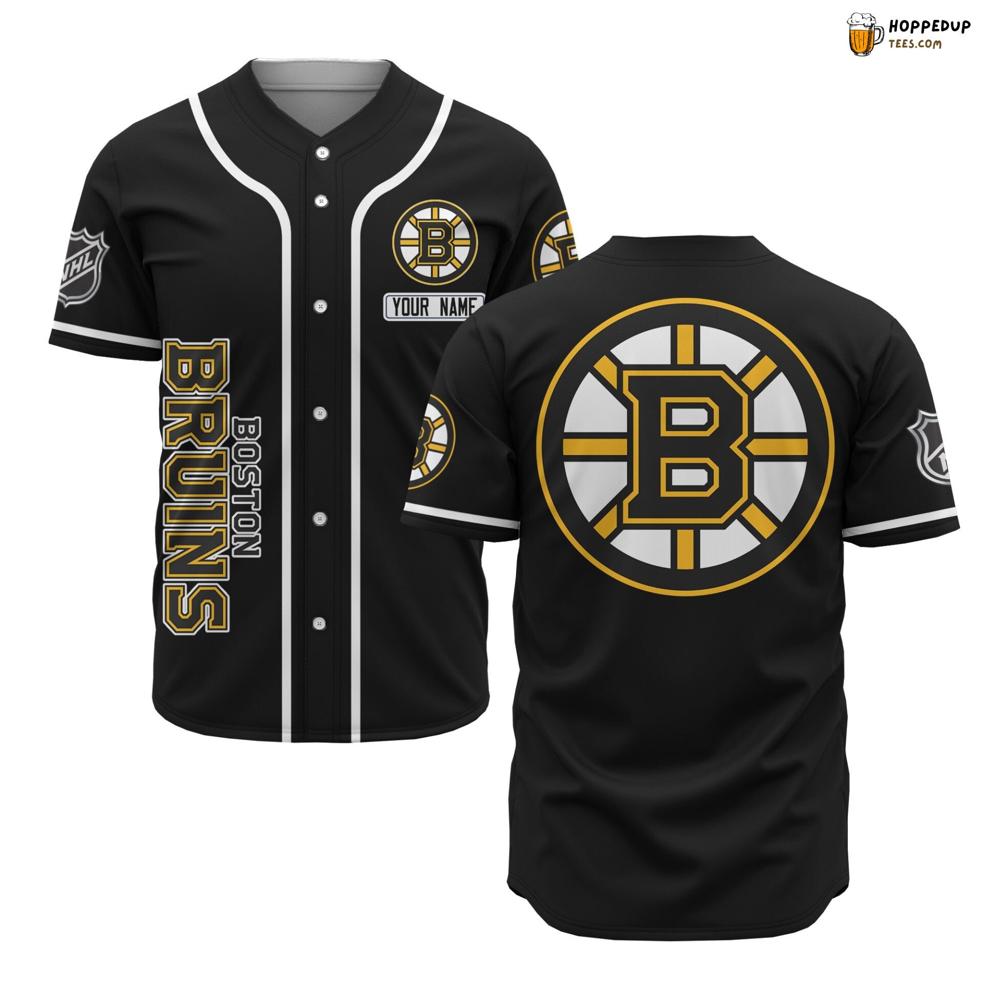 NHL Boston Bruins Custom Name Black Baseball Jersey Unisex Shirt