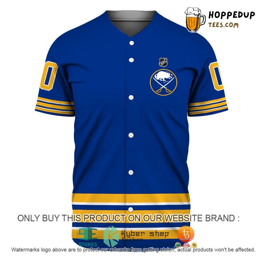 NHL Buffalo Sabres Custom Name Number Blue Gold Baseball Jersey Unisex Shirt