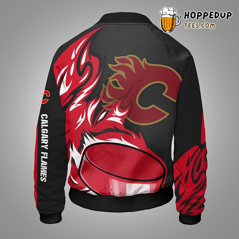 NHL Calgary Flames Red Black Exclusive Team Bomber Jacket Design