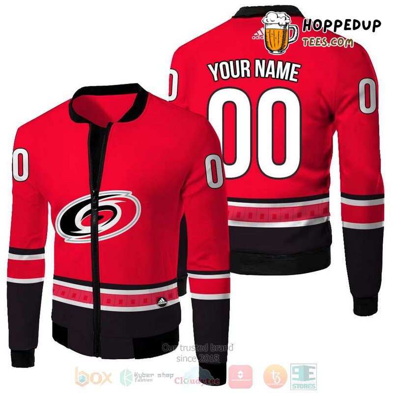 NHL Carolina Hurricanes Custom Name Number Red Bomber Jacket
